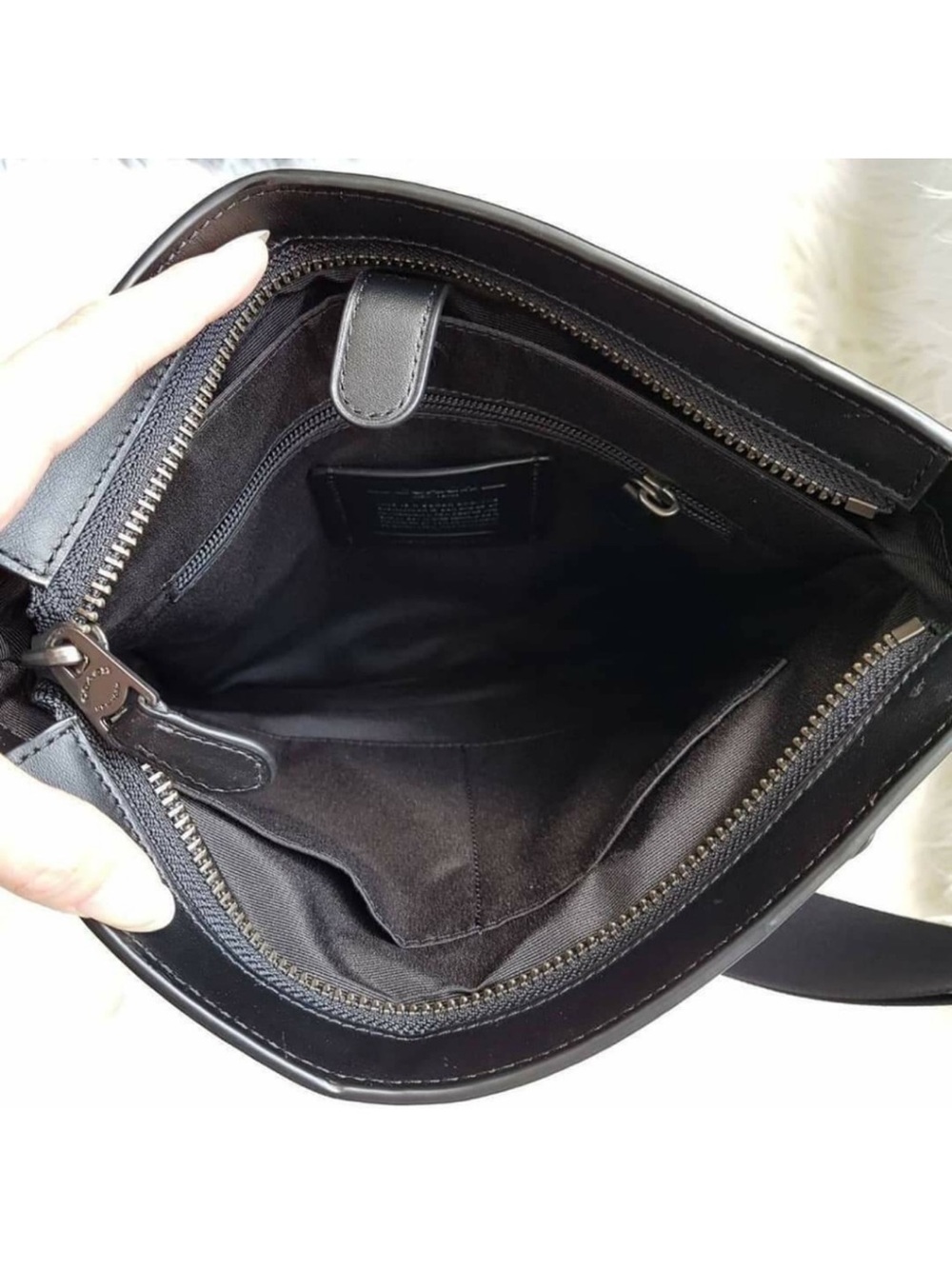 Large Coach Charlie Signature Messenger Bag with Blue and White Center Stripe - Picture 4 of 16